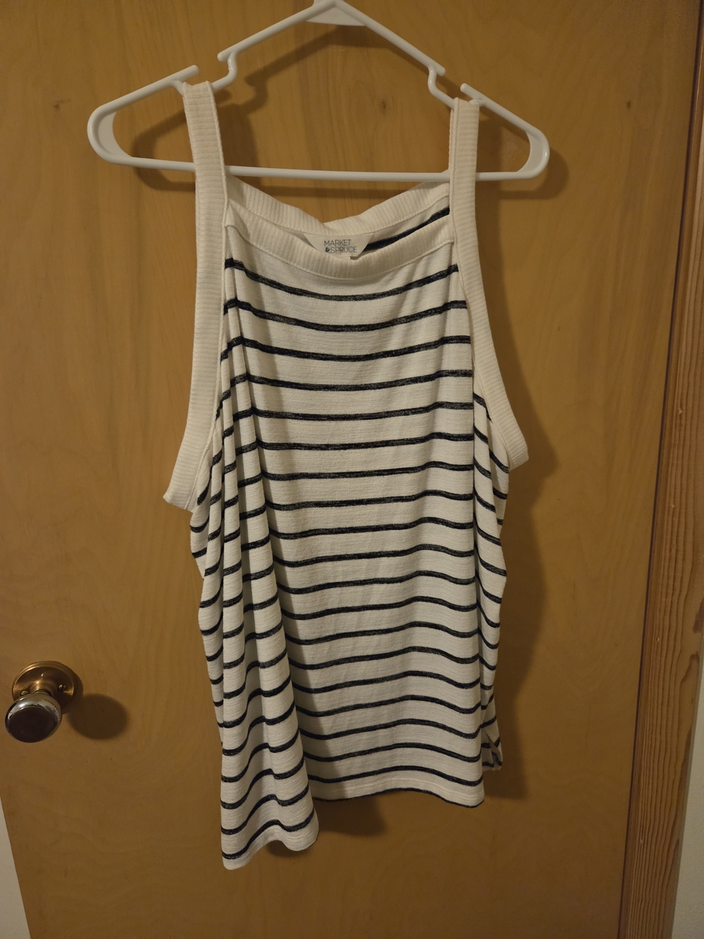 Market & Spruce Cream Tank Top with Black Stripes
